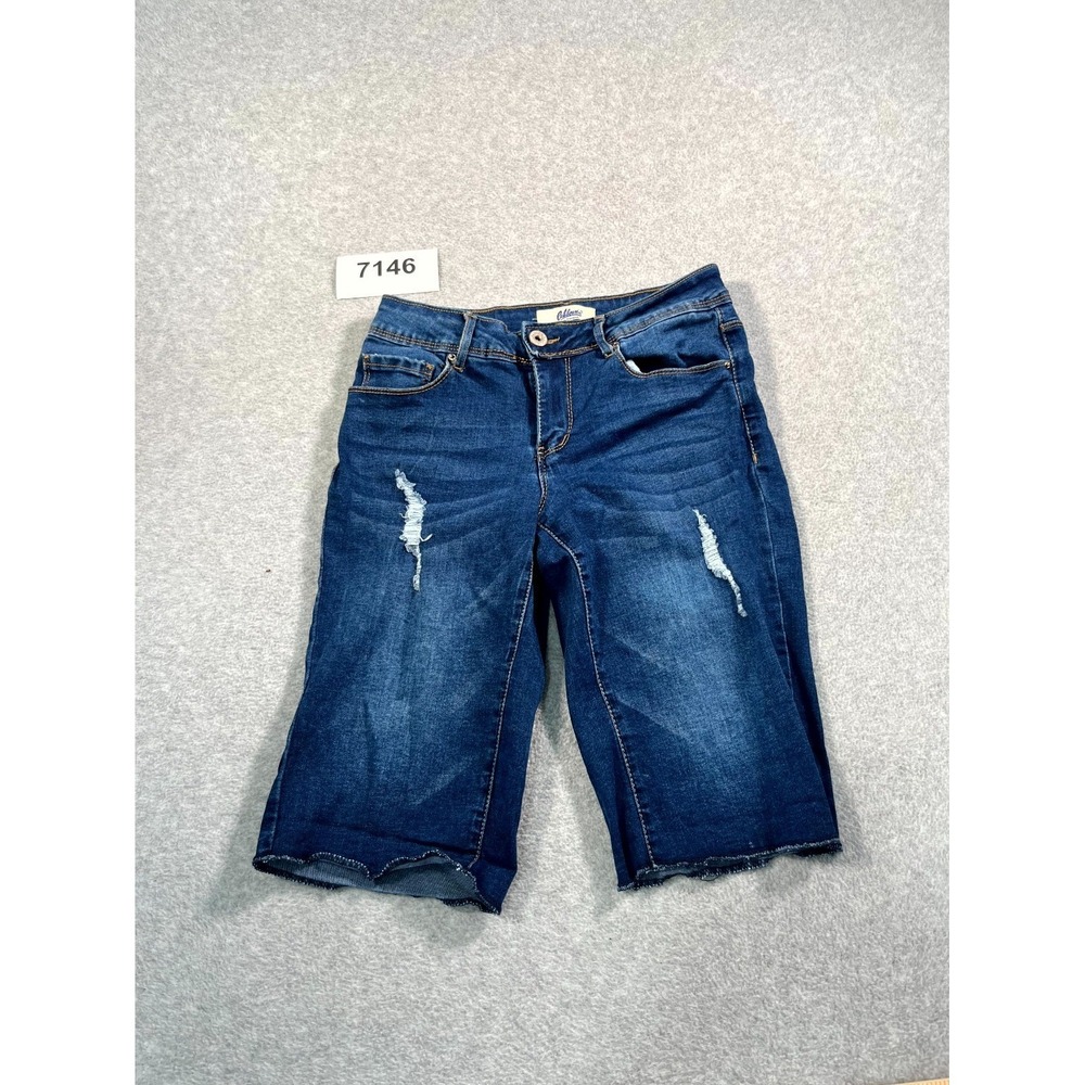 California Vintage Bermuda Shorts Womens 5 Blue Denim‎ Cotton Stretch Distressed